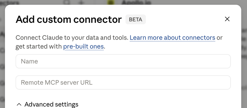 Paste the Harvv URL into Remote MCP server URL